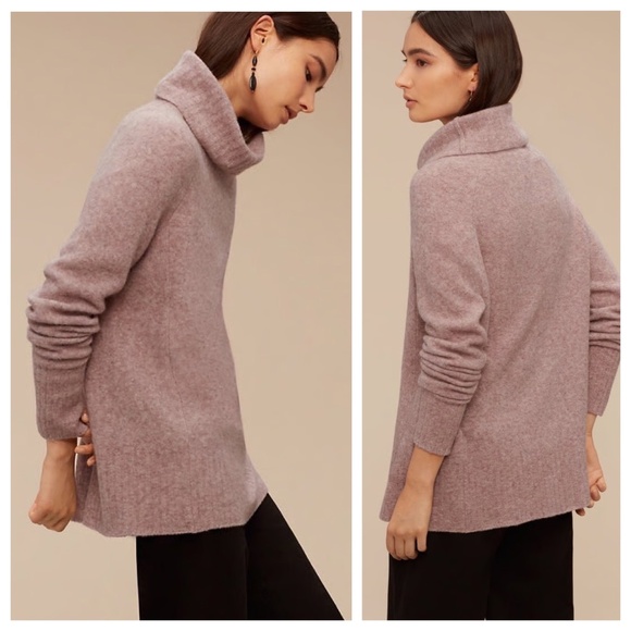 Babaton Plutarch Sweater Wool-blend Oversized Turtleneck Dusty Pink Size XS - Picture 1 of 15